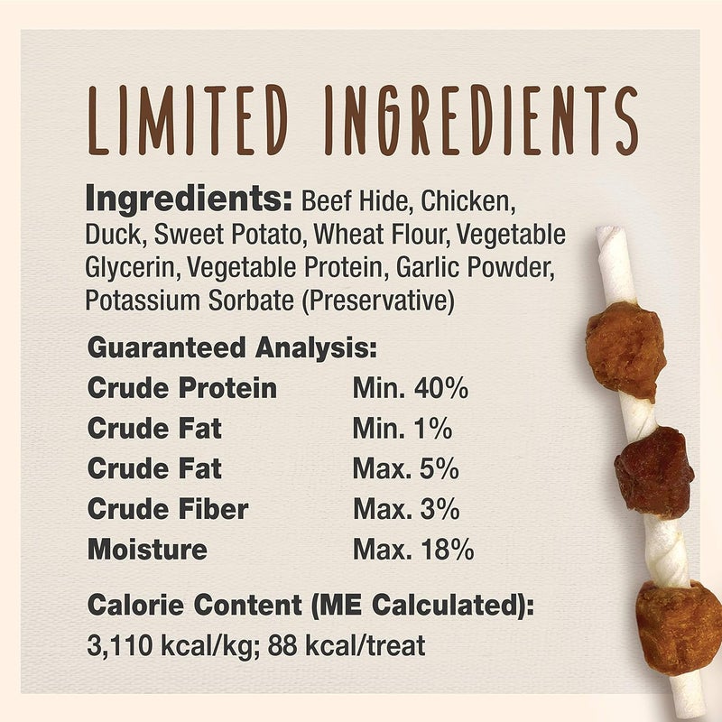 Cadet Gourmet TripleFlavored Beef Hide Shish Kabob Dog Treats  Healthy  Natural Chicken Duck  Sweet Potato Dog Treats 5 in 12 oz - Image 5