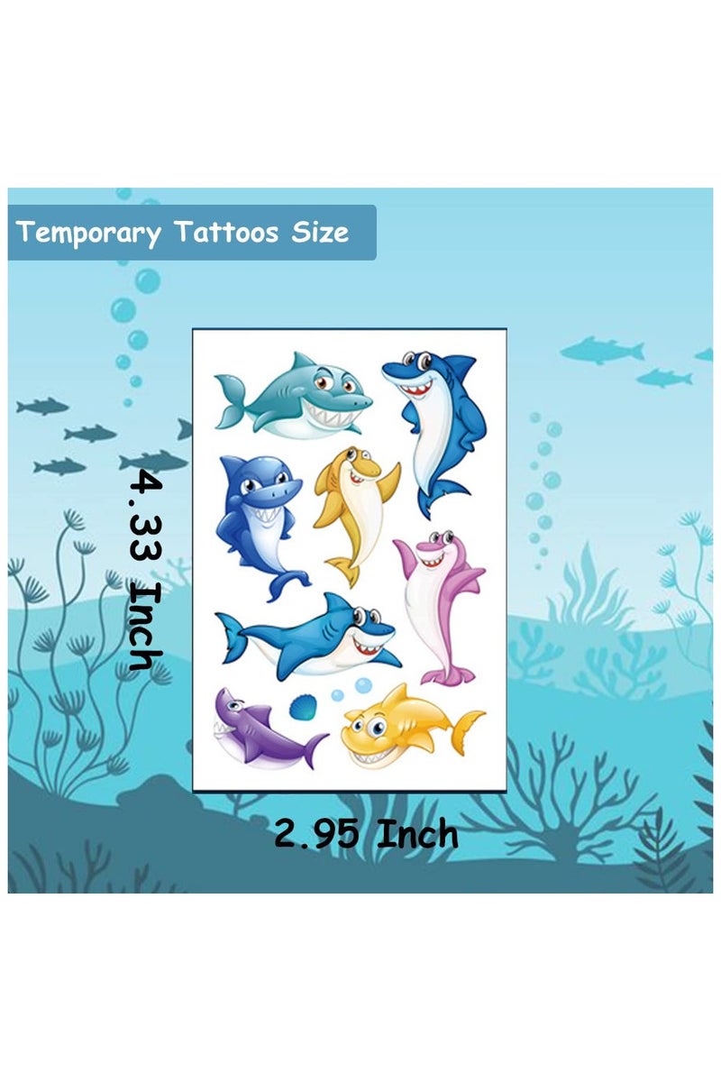 قوس قزح أورينبو وشم مؤقت على شكل سمكة قرش للأطفال - 10 أوراق، وشم سمكة قرش المحيط للأولاد والبنات، زينة أعياد الميلاد، هدايا الحفلات، لوازم - Image 3