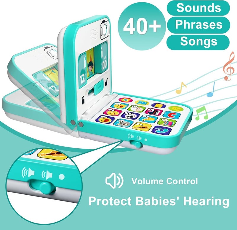 Hola Foldable & Slide Baby Phone - Interactive Smartphone Toy with 40+ Songs, Sounds, and Activities, Pretend Play, Educational Features, Safe Mirror, and Durable Design for Toddlers 6M+ - Image 4