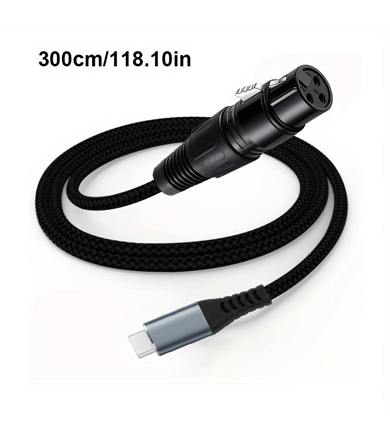 كابل ميكروفون من XLR إلى USB-C، طوله 19.68 بوصة، كابل تسجيل عالي الجودة بموصل نحاسي، مناسب لأجهزة الكمبيوتر والهواتف الذكية ومعدات الصوت. - Image 1
