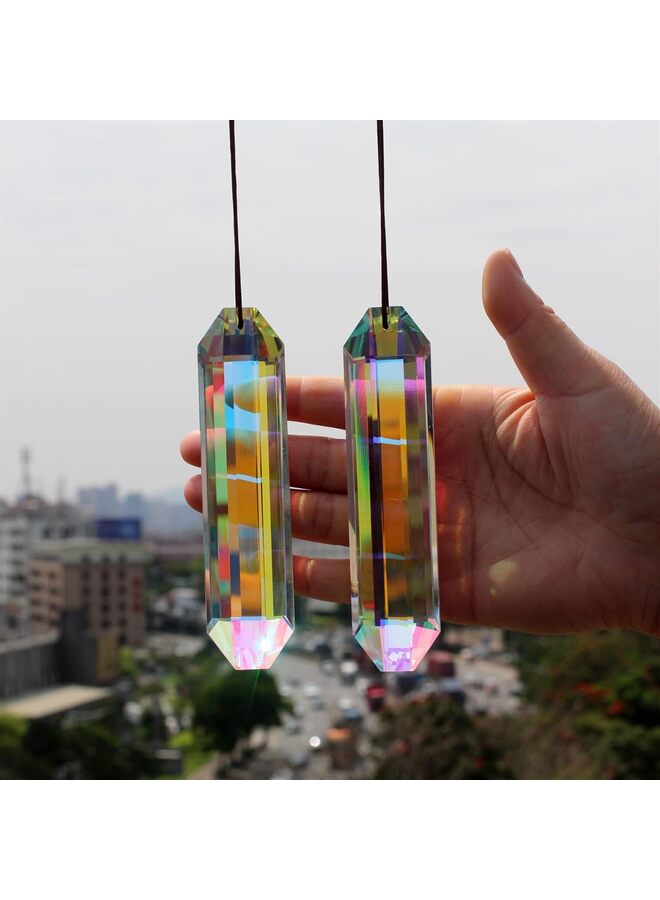 قطعتان كبيرتان من مناشير الكريستال لصيد الشمس، مناشير معلقة للشمس مع منشور زجاجي، صانع قوس قزح للنوافذ والغرف والحدائق، ديكور منزلي جمالي خيالي - Image 5