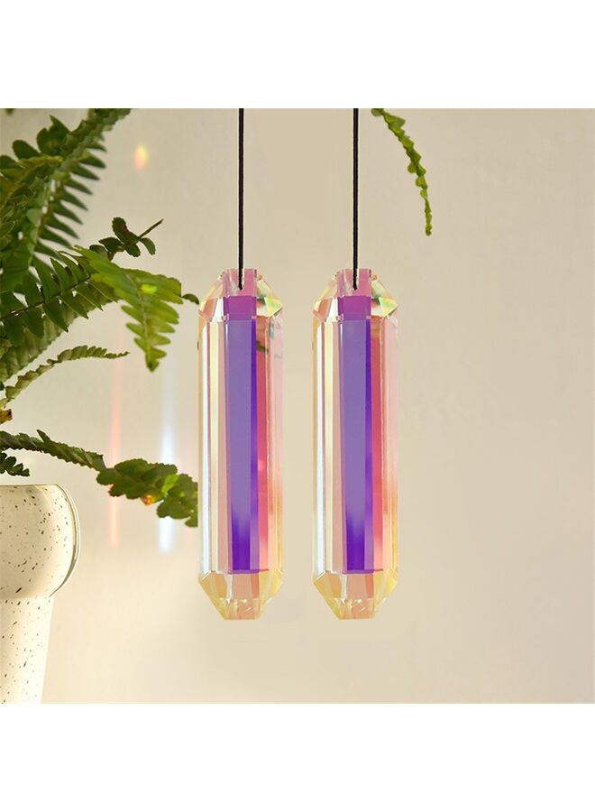 قطعتان كبيرتان من مناشير الكريستال لصيد الشمس، مناشير معلقة للشمس مع منشور زجاجي، صانع قوس قزح للنوافذ والغرف والحدائق، ديكور منزلي جمالي خيالي - Image 1