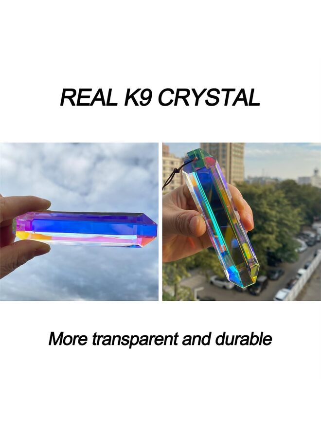 قطعتان كبيرتان من مناشير الكريستال لصيد الشمس، مناشير معلقة للشمس مع منشور زجاجي، صانع قوس قزح للنوافذ والغرف والحدائق، ديكور منزلي جمالي خيالي - Image 3