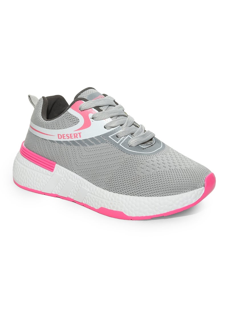 Desert Sportive Knitted Textile Lace-up Sneakers For Women - Image 2