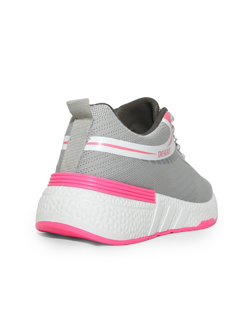 Desert Sportive Knitted Textile Lace-up Sneakers For Women - Image 4