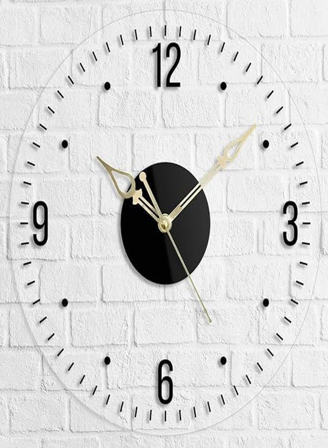 9br Acrylic Wall Clock || Silent Movement Wall Clock || Acrylic Wall Clock for Home Stylish Latest 3D Big || Designer Wall Clock for Home Decor || (Transparent, 12 Inch) (Antique) - Image 1
