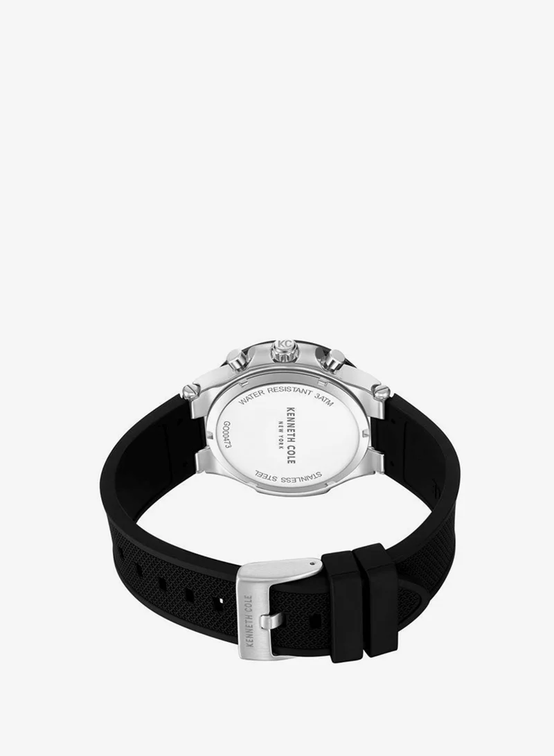 Kenneth Cole New York  Kenneth Cole New York 45.5mm Chronograph Men's Watch with Black Dial & Black Silicone Strap for Men | Best Price UAE