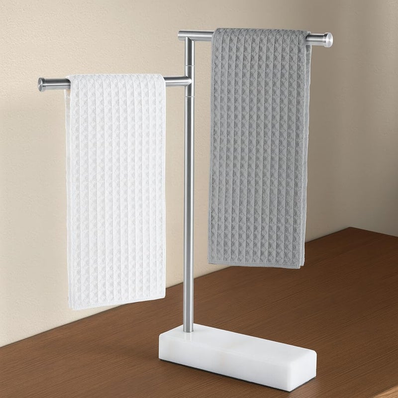 KES Countertop Towel Stand for Bathroom Countertop Swivel Towel Rack Standing with Marble Base Free Standing Hand Towel Holder Stand 188 Stainless Steel Brushed Finish BTH2332