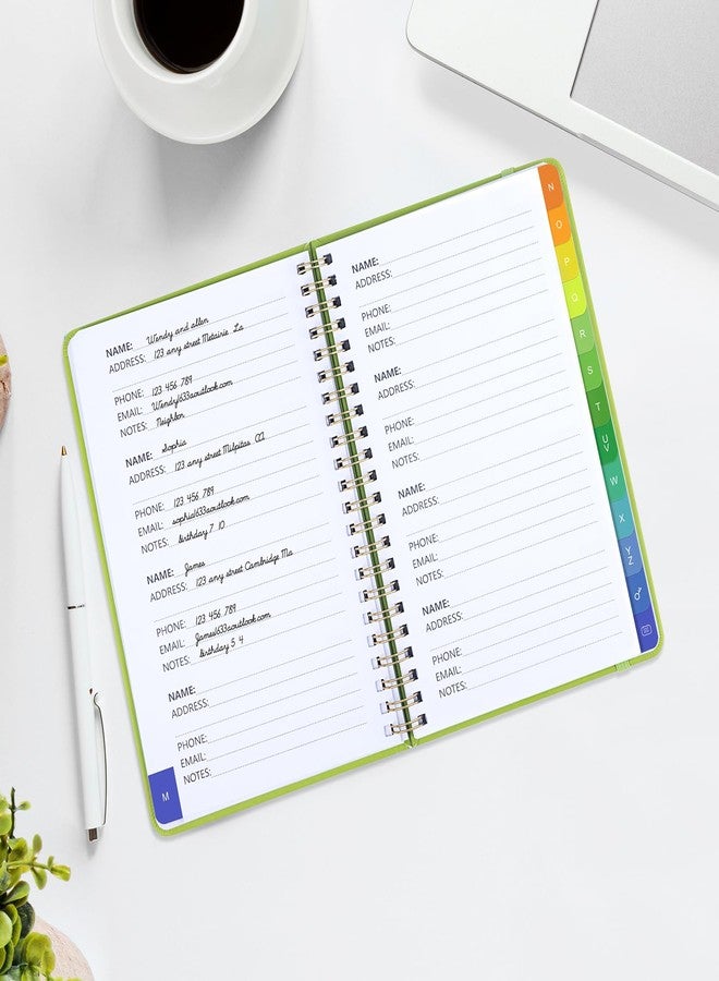 Blugool Address Book with Alphabetical Tabs-Address and Password Book for Seniors - Hardcover Spiral Bound Phone Book- Record Contacts,Website Login Passwords, Special Days -5.7" x 7.7", Grass Green - Image 4