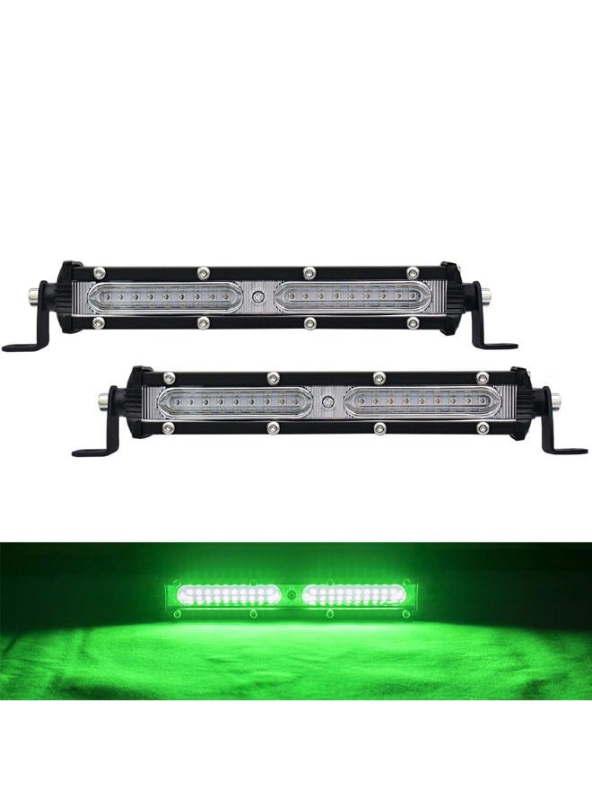 STDYSUN Ultra Slim Single Row Green LED Offroad Driving Fog Lights Bar - 2Pcs, 7Inch Waterproof Auxiliary Work Lights for Fish, Pig, Deer, Truck, Tractor, Boat, Cars - Image 1