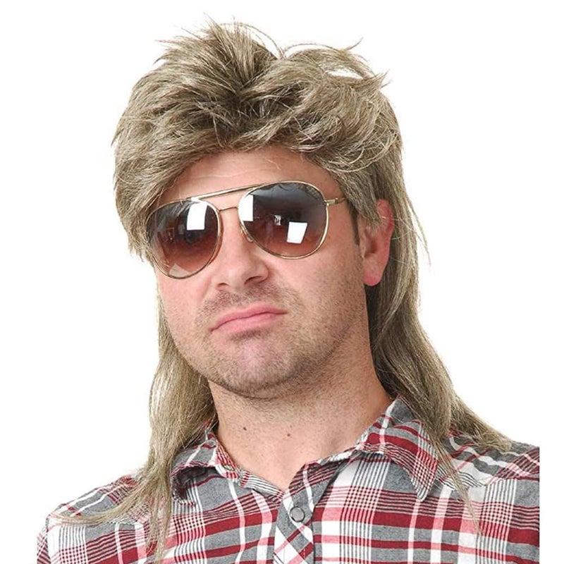 Kaneles Mullet Wigs for Men 80s Costumes Fancy Party Accessory Cosplay Halloween Hair Wig Blonde