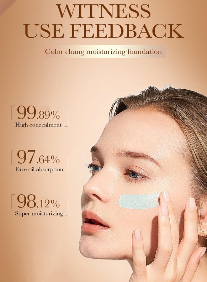 Grospe Color-Changing Foundation, High Coverage Long-Lasting Moisturizing Matching Self-Adjusting BB Cream, Suitable for All Skin Types, 1.05 Oz/30g Ivory White - Image 2