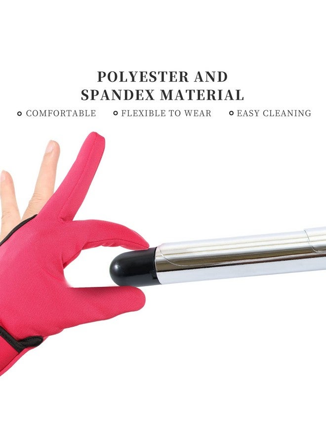 Geyoga Heat Resistant Gloves for Hair Styling 2 Pcs Curling Wand Glove 3 Finger Barber Glove Reusable Hair Dye Heat Protector Glove (Black, Rose Red)  - Image 4
