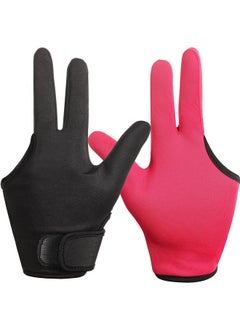 Geyoga Heat Resistant Gloves for Hair Styling 2 Pcs Curling Wand Glove 3 Finger Barber Glove Reusable Hair Dye Heat Protector Glove (Black, Rose Red)  - Image 1