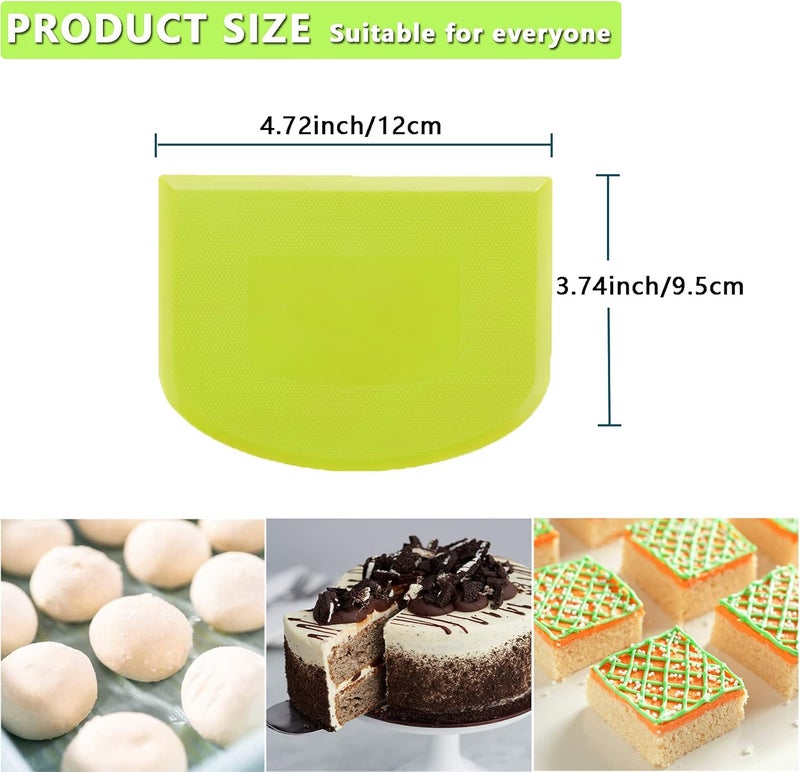 WAFJAMF 2 PCS Plastic Dough Scraper Bowl Scraper, Food-Grade Bench Scraper, Flexible Dough Cutter, Multipurpose Food Scrappers for Bread, Cake, Cream, Fondant(White+Green) - Image 5