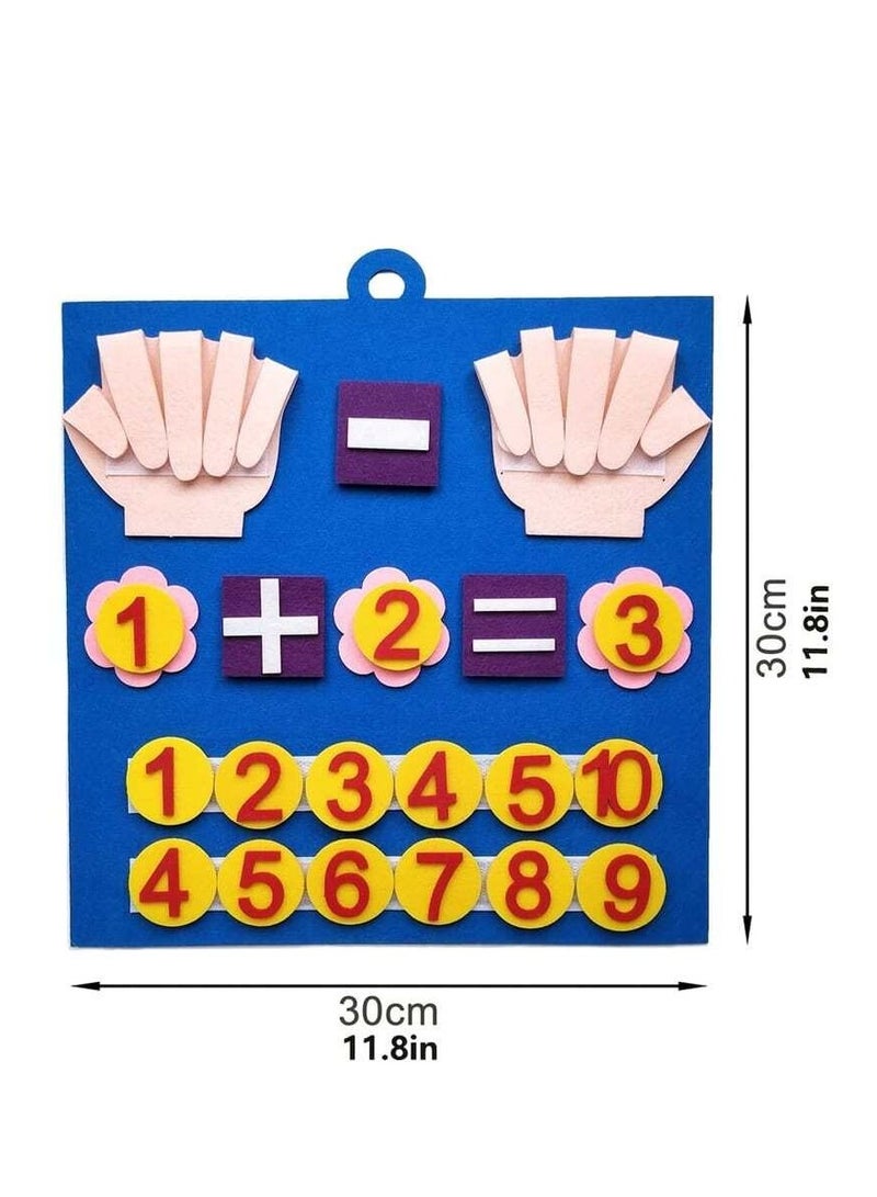 Educational board for children with numbers and felt math tools to develop counting and arithmetic skills. The board contains numbers and math symbols that can be easily attached and removed thanks - Image 5