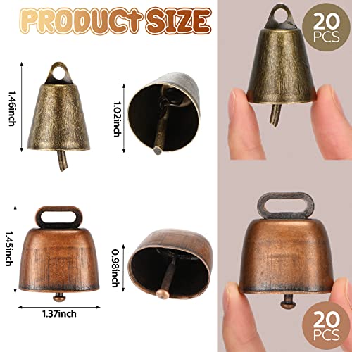 Geosar 40 Pcs Small Brass Bells for cow Horse Sheep, 2 Colors (Copper & Bronze) - Cattle Goat Farm Animal Bells for Dogs Collar, Long Distance(Novel Style) - Image 2