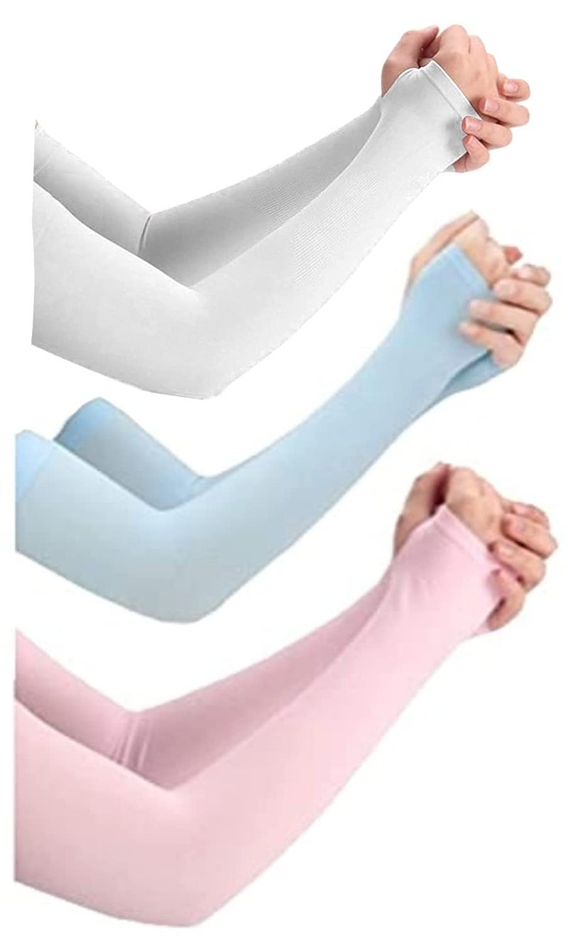 NESVIB 3 Pairs Biker/Sports Full Arm Fingerless Sleeves Gloves for UV, Dust, Summer, Sun Protection for men and Women - Image 1