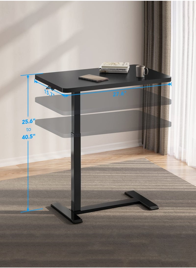 Medical Adjustable Overbed Bedside Table with Wheels Pneumatic Mobile Standing Desk Laptop Desk Rolling Computer Cart Movable Table Hospital Home Use