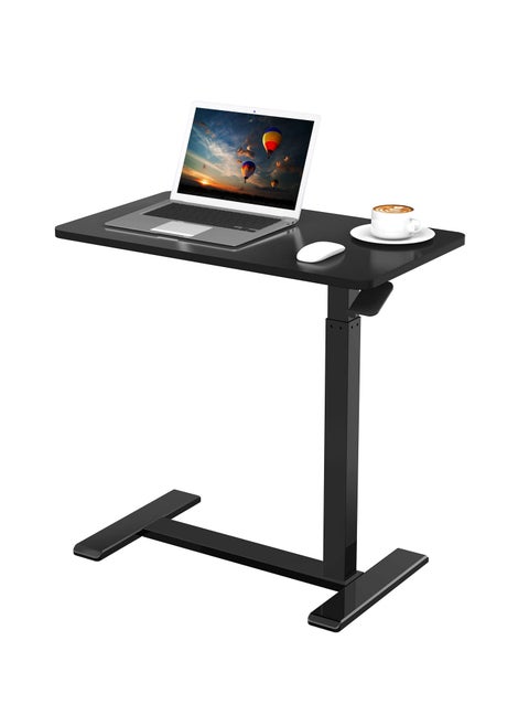 Medical Adjustable Overbed Bedside Table with Wheels Pneumatic Mobile Standing Desk Laptop Desk Rolling Computer Cart Movable Table Hospital Home Use