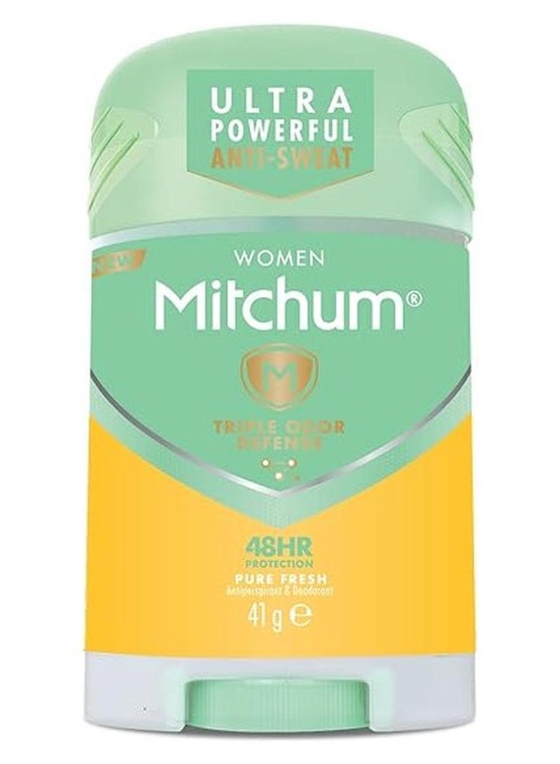 Mitchum Women Triple Odor Defense 48HR Protection Deodorant Stick and Antiperspirant Pure Fresh, Dermatologist Tested, 41 g - Image 1