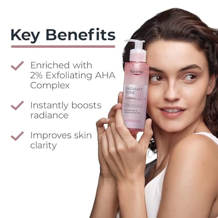 Eucerin Radiant Tone Face Cleanser Gel with 2% Exfoliating AHA Complex, Gentle Face Wash Improves Skin Clarity and Boosts Radiance, All Skin Types, Holiday Gifts for Self Care, 6.8 Fl Oz Bottle - Image 2