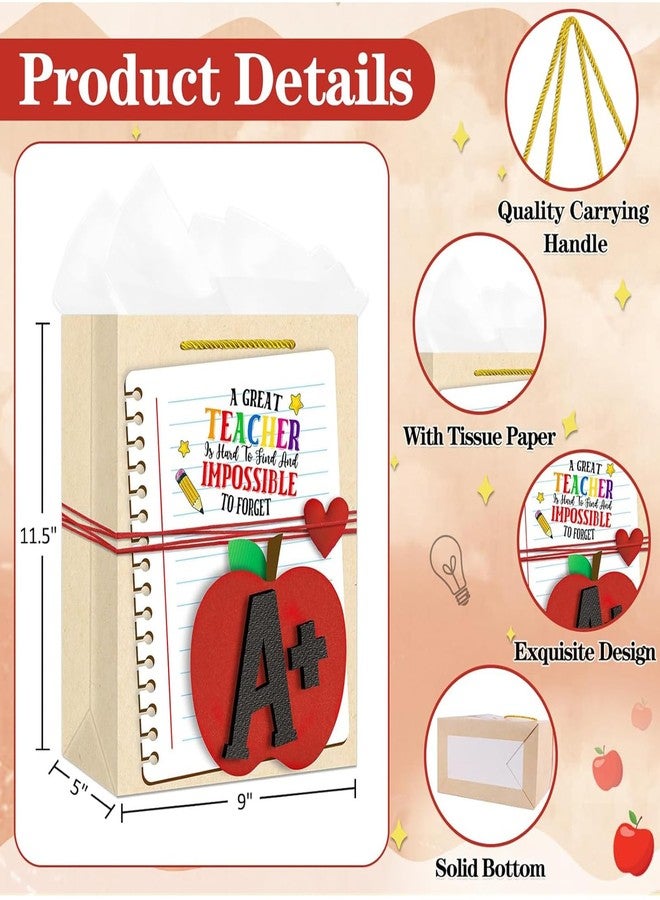 D4DREAM Teacher Appreciation Gift Bags - 11.5'' Thank You Teacher Gift Bag with Handles and Tissue Paper for End of Year Graduation Retirement Teachers Appreciation Week - Image 5