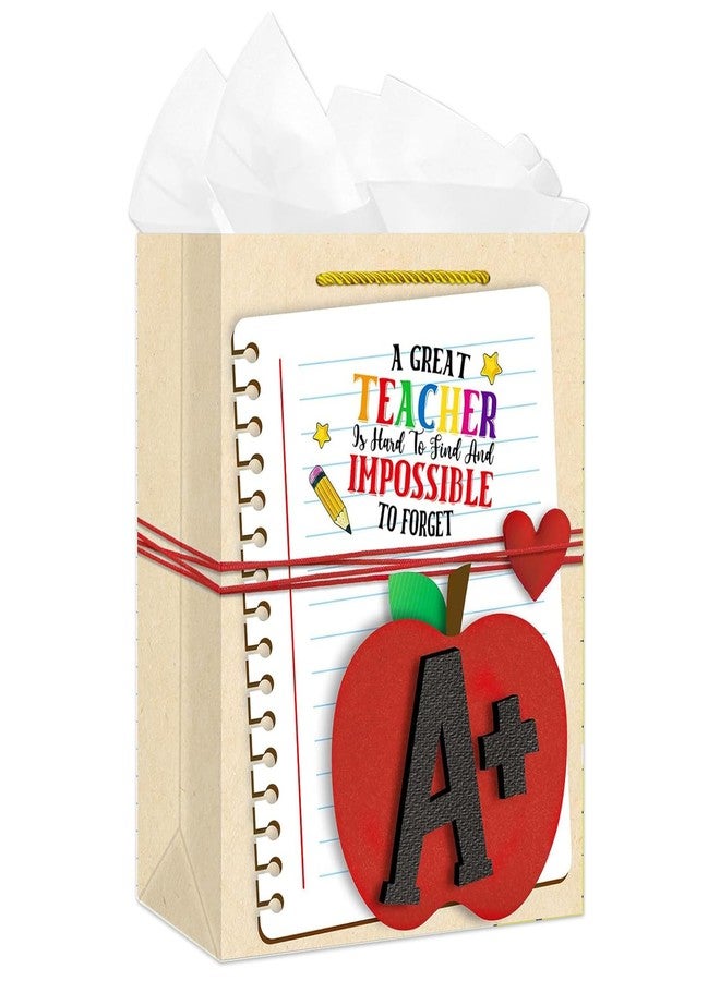 D4DREAM Teacher Appreciation Gift Bags - 11.5'' Thank You Teacher Gift Bag with Handles and Tissue Paper for End of Year Graduation Retirement Teachers Appreciation Week - Image 1