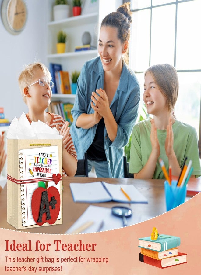 D4DREAM Teacher Appreciation Gift Bags - 11.5'' Thank You Teacher Gift Bag with Handles and Tissue Paper for End of Year Graduation Retirement Teachers Appreciation Week - Image 3