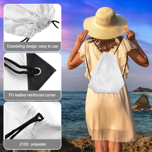 KUUQA 12 Pcs Drawstring Backpack Bags Bulk White Drawstring Bag Foldable Gym Bag Sports Cinch Sack String Backpack Storage Bags for Women Men Shopping Gym Travel Sports - Image 2