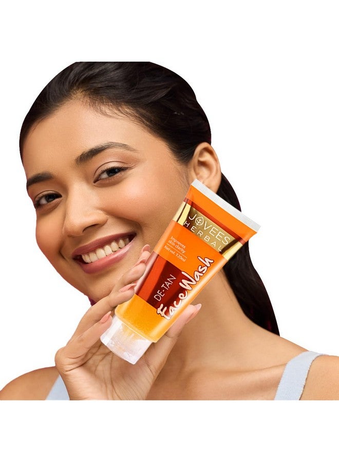 Jovees Herbal De-Tan Face Wash For Women/Men | Tan Removal, Brightening And Glowing Skin | Exfoliating And Clarifying 120 Ml (Pack Of 2) - Image 3
