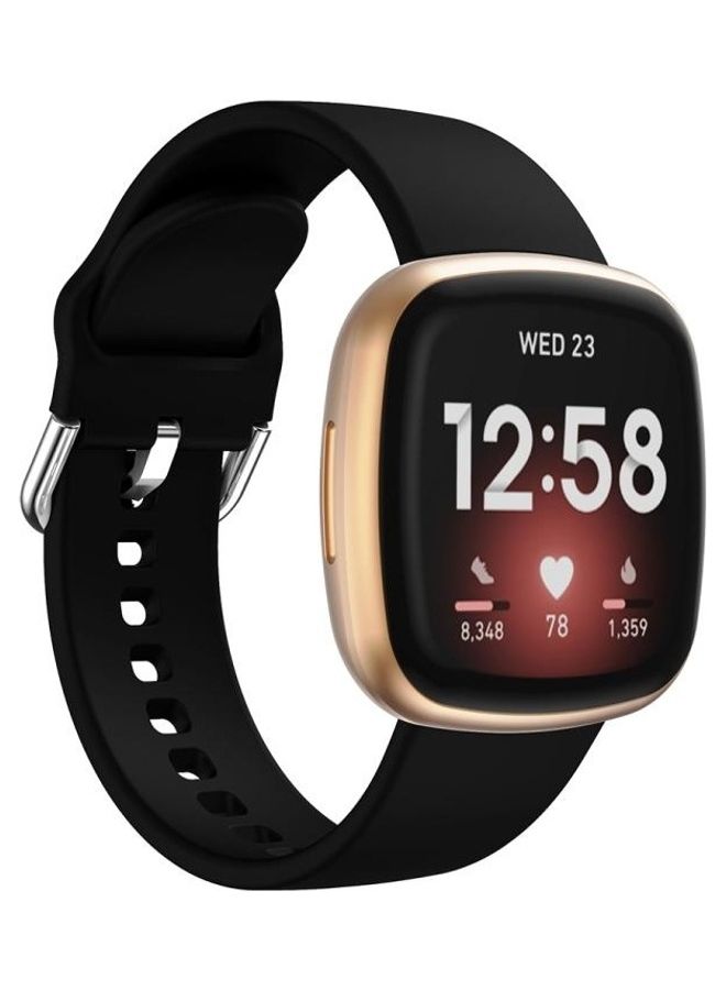 NIBEMINENT Silicone Replacement Strap Watchband For Fitbit Versa 3 Black - Image 3