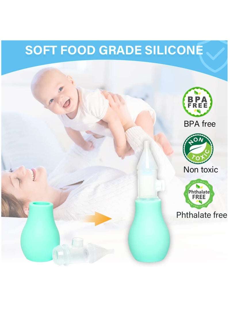 SYOSI Silicone Baby Nasal Aspirator, Premium Anti-backflow Nose Cleaner, Manual Nasal Snot Sucker with Carrying Case, and Nose Cleaning Tweezers for Nose Congestion Relief in Babies and Toddlers(2 Packs) - Image 2