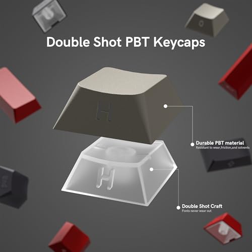 Rainy75 Shine Through Double Shot PBT Keycaps Set, Cherry Profile Custom Keycaps 60 65 75 100 Percent for 61/64/68/84/87/100/104/108 Retro Gaming Mechanical Keyboard, Purple Gray Red - Image 4