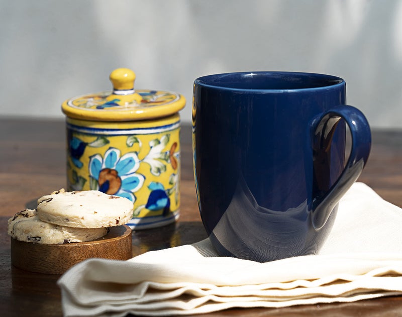 DANKOTUWA, world-class tableware Dankotuwa Fine Porcelain Glazed Tea Coffee Mugs Set of 2 | Scratch Resistant | Hard Chip Resistant | Dishwasher and Microwave Safe (350 ml) Blue - Image 2