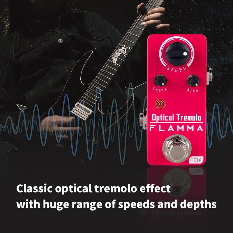 FLAMMA FC16 Optical Tremolo Guitar Effects Pedal Mini Portable True Bypass - Image 2