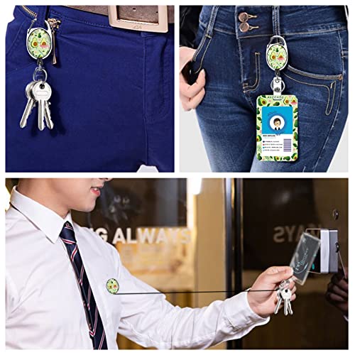 GIANCOMICS Cute Avocado Badge Reels Retractable with Carabiner Reel Clip, ID Badge Holder Case with Detachable Lanyard Keychain, Nurse Doctor Office School Teacher Name Credit Card Pocket - Image 3