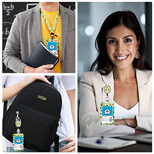 GIANCOMICS Cute Avocado Badge Reels Retractable with Carabiner Reel Clip, ID Badge Holder Case with Detachable Lanyard Keychain, Nurse Doctor Office School Teacher Name Credit Card Pocket - Image 2