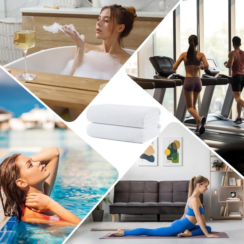 Polyte منشفة حمام كبيرة سريعة الجفاف خالية من الوبر من الألياف الدقيقة، 60 × 30 بوصة، مجموعة من 2 - Image 5