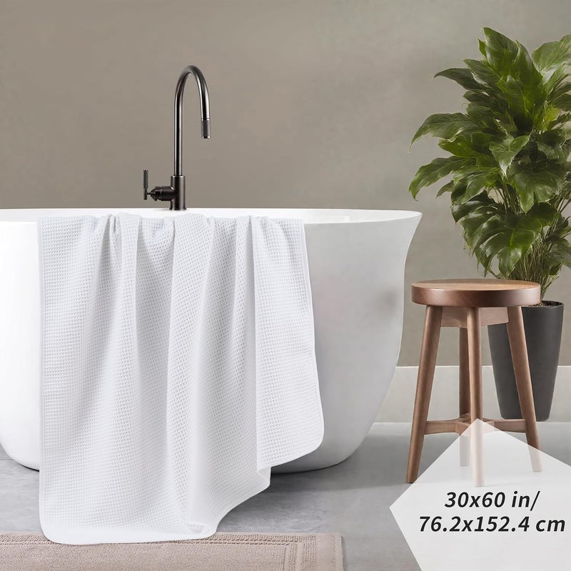 Polyte منشفة حمام كبيرة سريعة الجفاف خالية من الوبر من الألياف الدقيقة، 60 × 30 بوصة، مجموعة من 2 - Image 3