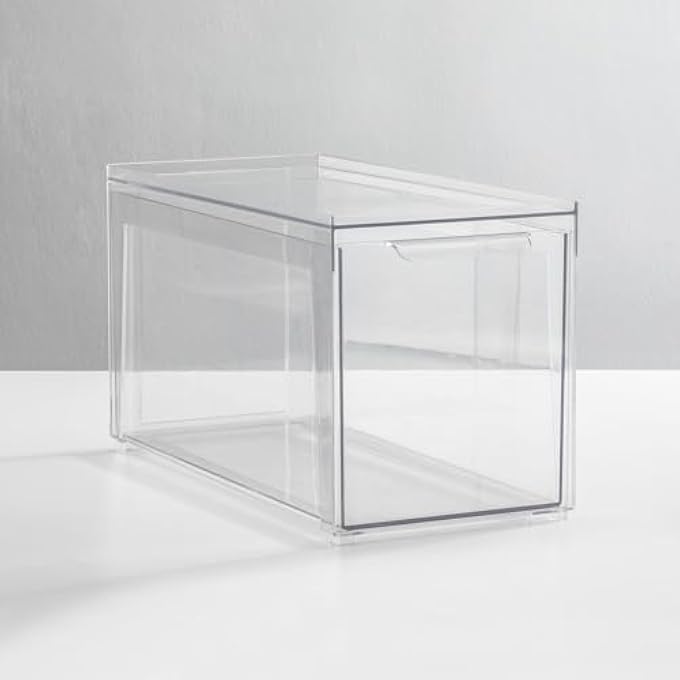 mDesign Plastic Stackable Bathroom Storage With Pull Out Bin Organizer Drawer For Cabinet Vanity Shelf Cupboard Cabinet Or Closet Organization  Lumiere Collection  2 Pack  Clear - Image 3