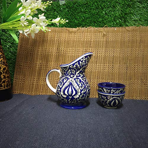 Caffeine Ceramic Handmade Blue Mughal Combo Dinner Set (5 pcs.) - Image 2