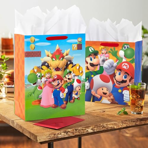 Hallmark Nintendo Super Mario Brothers Gift Bags 1 Large 1 Extra Large Luigi Princess Yoshi Toad - Image 5