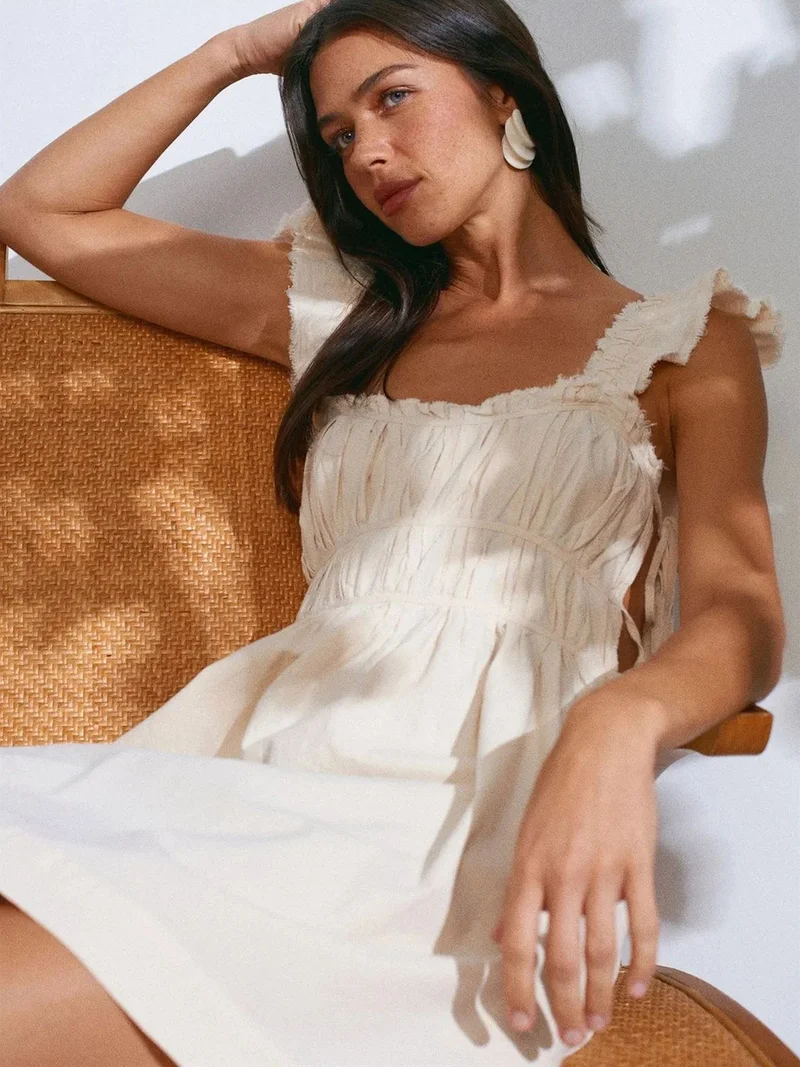 ديلفين DILVIN Cotton Poplin A-Line Mini Dress
