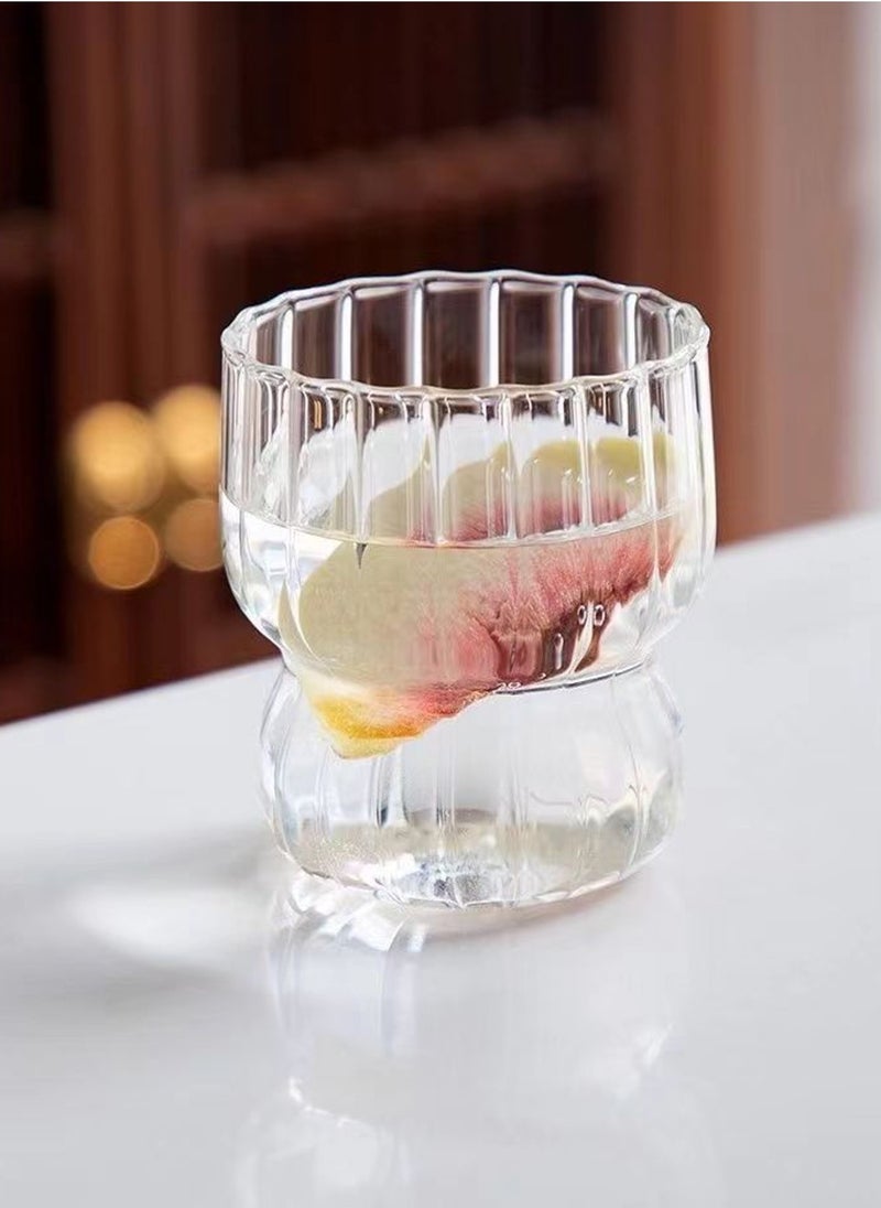 Glass Set, Set Of Six, Striped Transparent Pod Cup, Can Be Used For Drinking Water, Coffee, Tea, Juice, Milk, 260 Ml  - Image 5