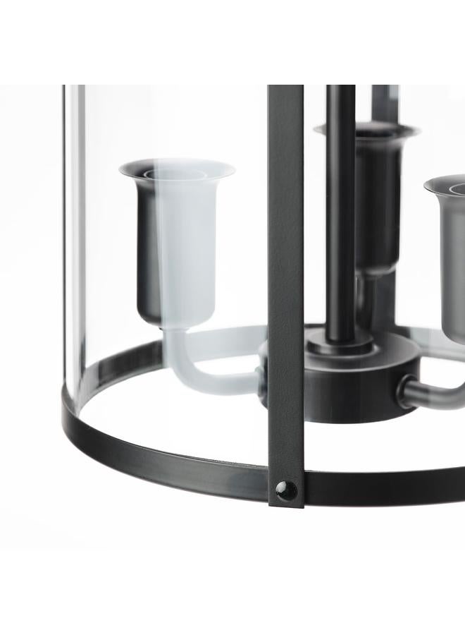 زبون مصباح معلق، أسود/زجاج شفاف، 25 سم - Image 4