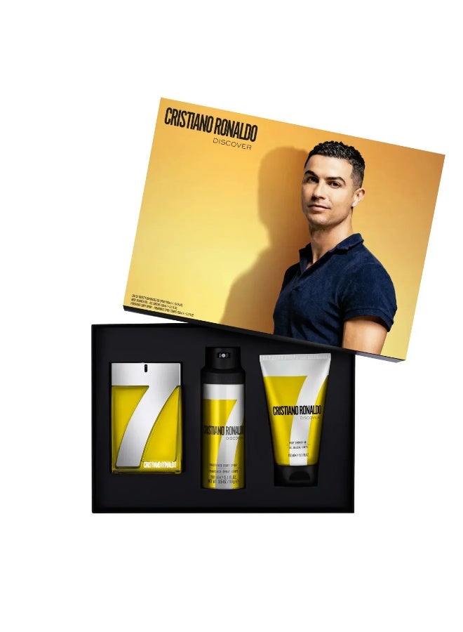 Cristiano Ronaldo CR7 Discover Gift Set 100ml EDT + 150ml Shower Gel + 150ml Body Spray - Image 1