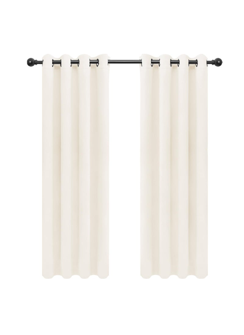 Easy-Going EasyGoing Curtains for Bedroom Solid Thermal Insulated Grommet and Noise Reduction Window Drapes Curtains for Living Room 2 Panels 52x84 inIvory 