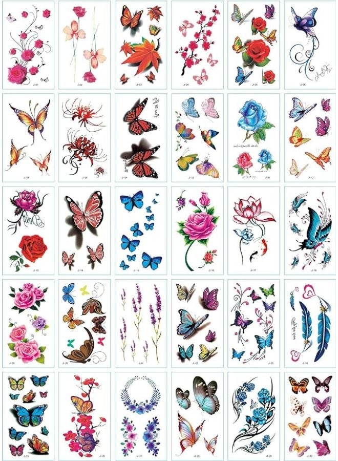 30 Sheets  DIY Temporary Tattoo Fashion Designs for Body - Image 1