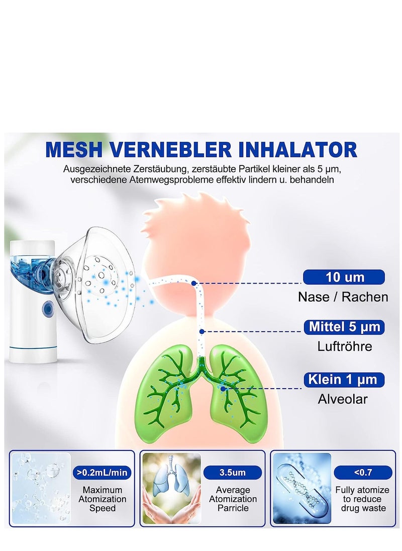 Generic - Silent Portable Inhaler Nebuliser with Mouthpiece and Mask, USB Rechargeable Inhaler for Children and Adults - Image 1